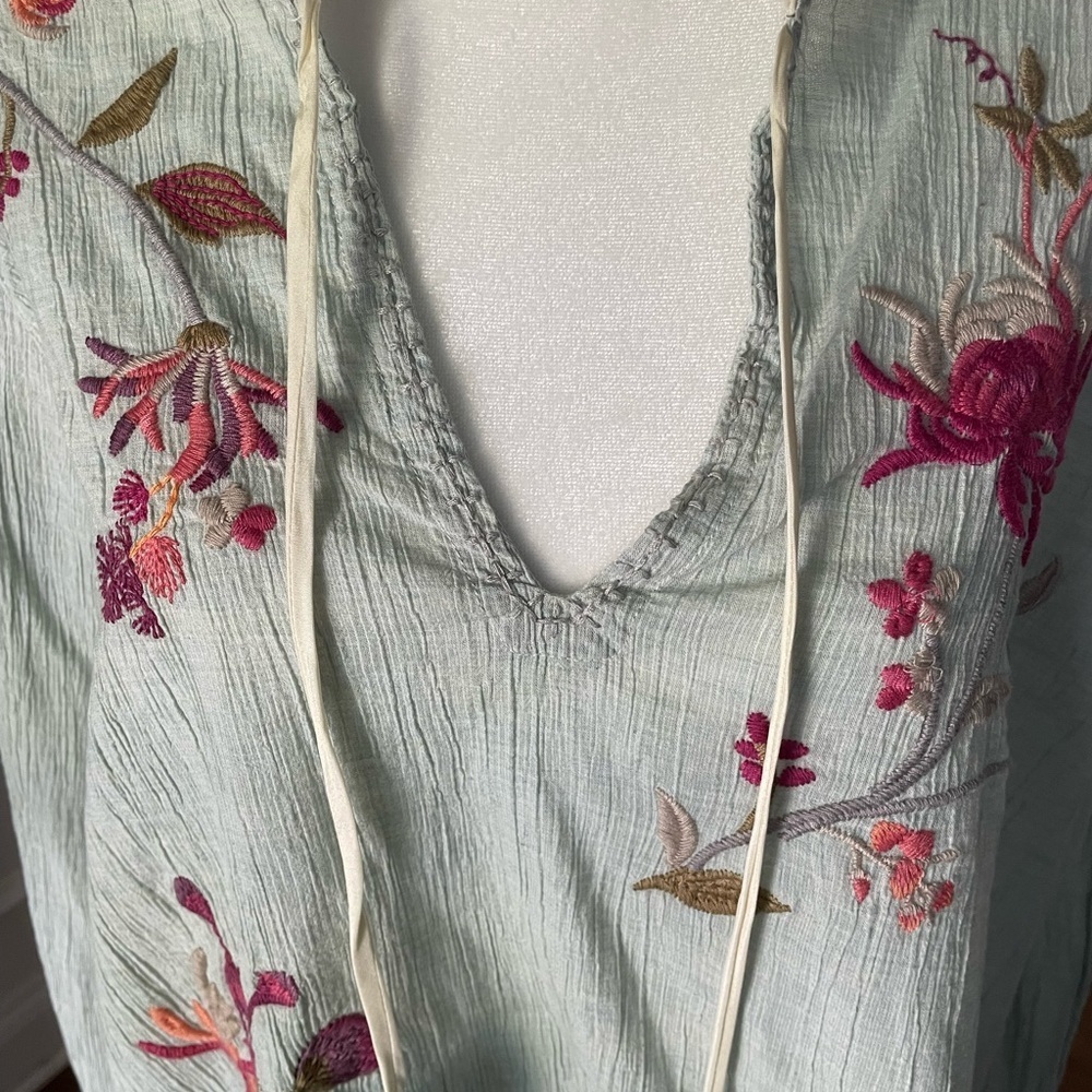 Johnny Was Viviana Effortless Scarf Blouse Vert Green Size Medium - Picture 4 of 8